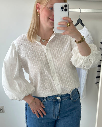 Poofy Off White Blouse