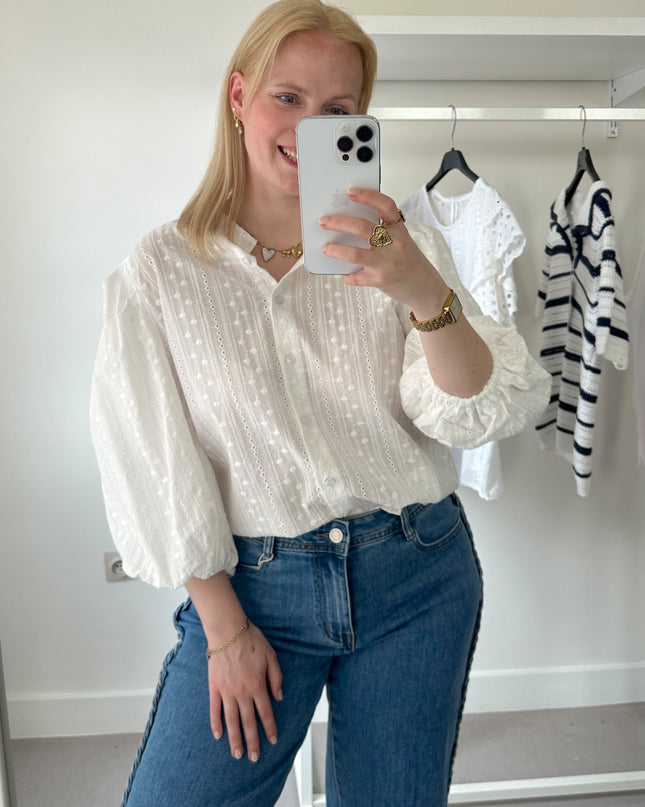 Poofy Off White Blouse
