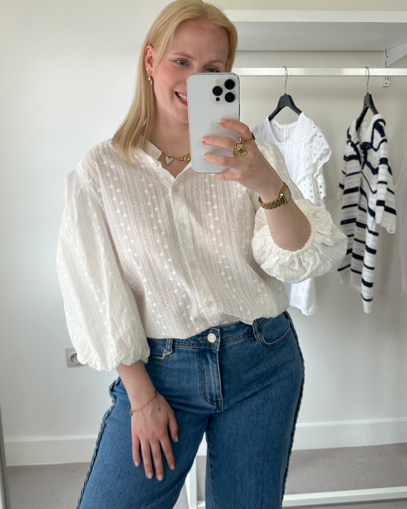 Poofy Off White Blouse
