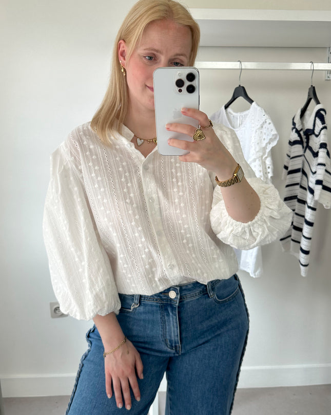 Poofy Off White Blouse