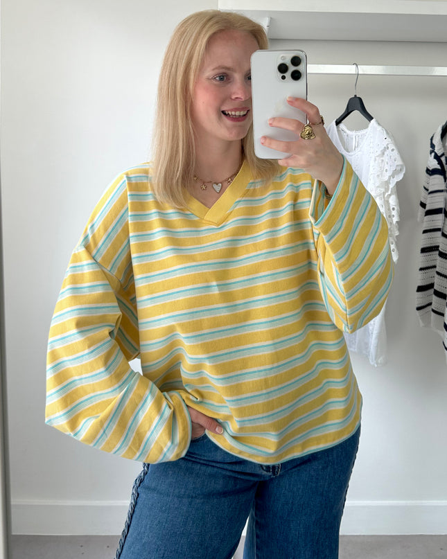 Loose Striped Tee Yellow Blue