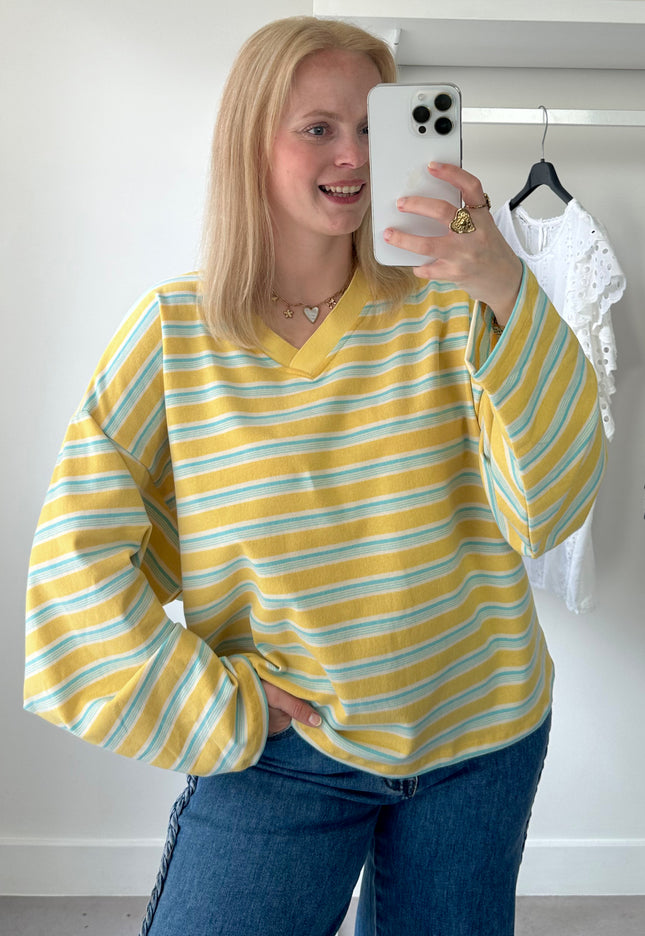 Loose Striped Tee Yellow Blue