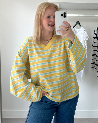 Loose Striped Tee Yellow Blue