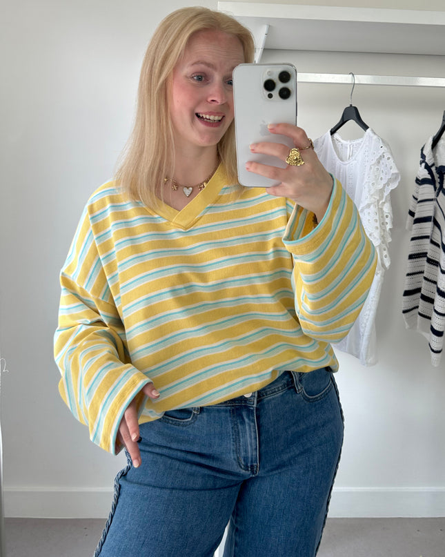 Loose Striped Tee Yellow Blue