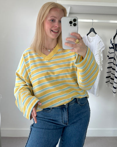 Loose Striped Tee Yellow Blue