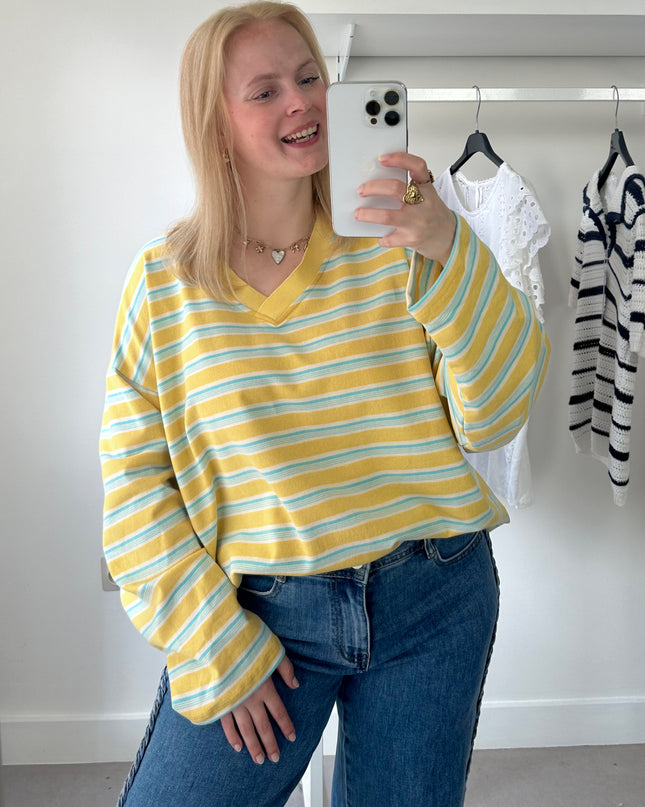 Loose Striped Tee Yellow Blue