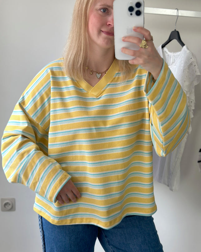 Loose Striped Tee Yellow Blue
