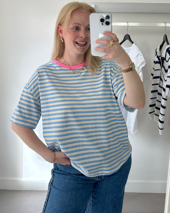 Melli Striped Tee Pink Blue White