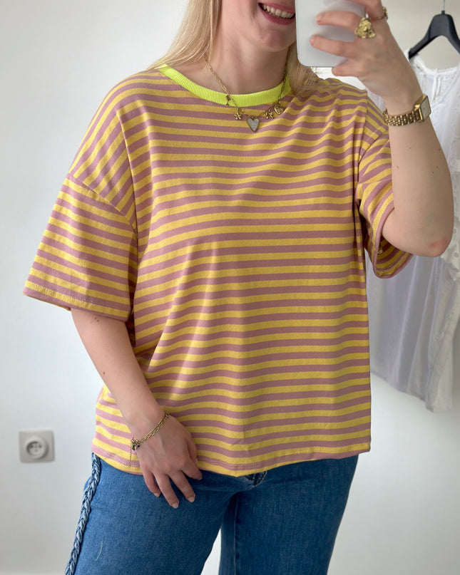 Melli Striped Tee Lila Yellow