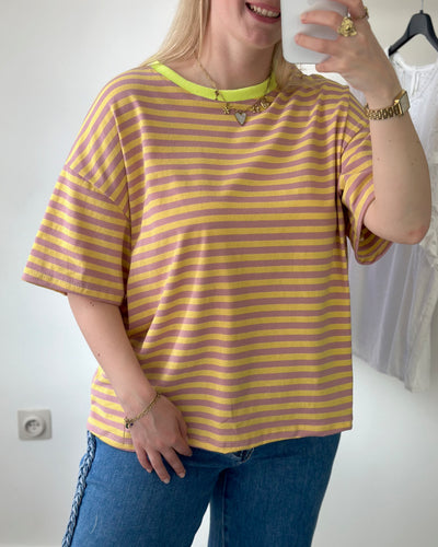 Melli Striped Tee Lila Yellow