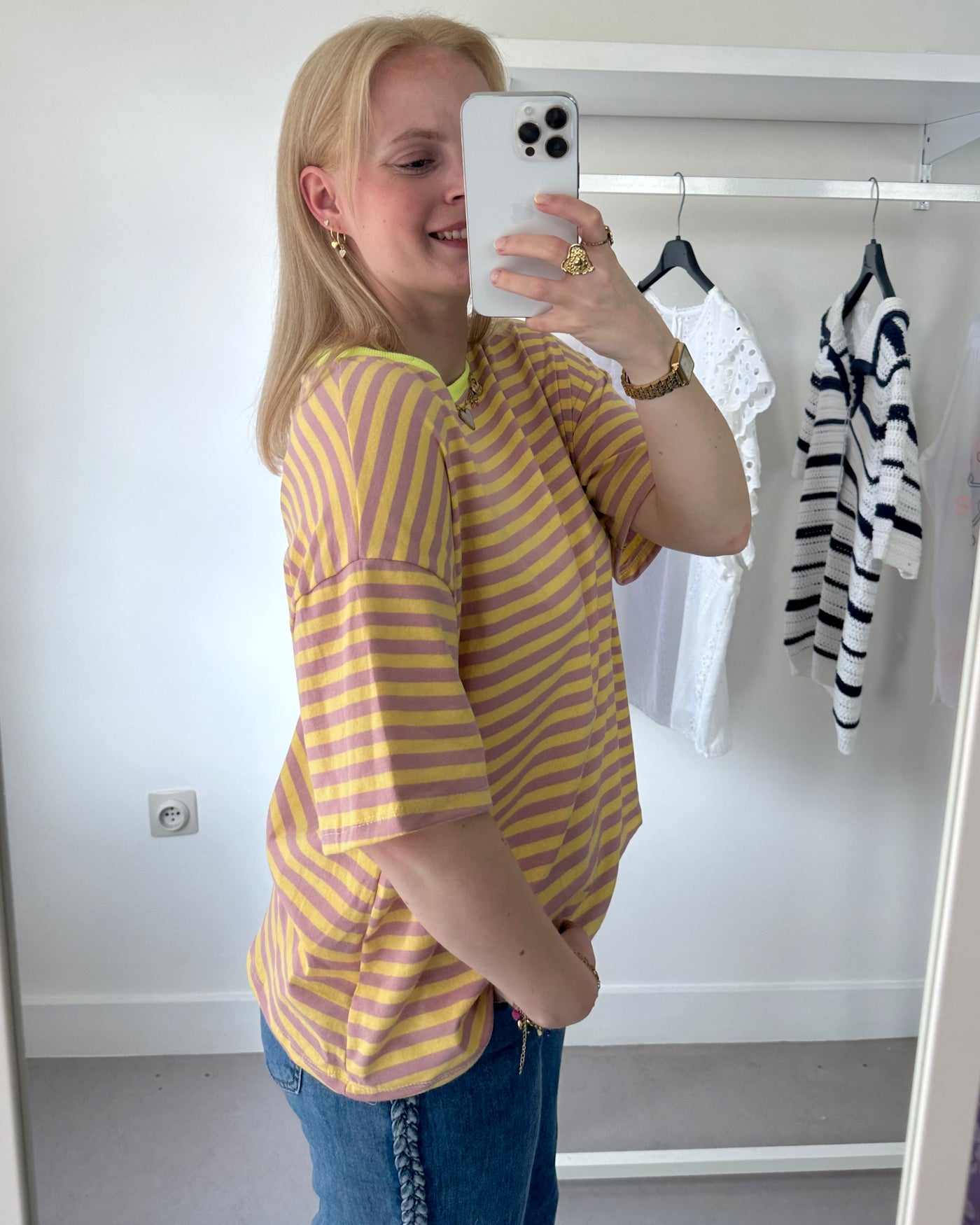 Melli Striped Tee Lila Yellow