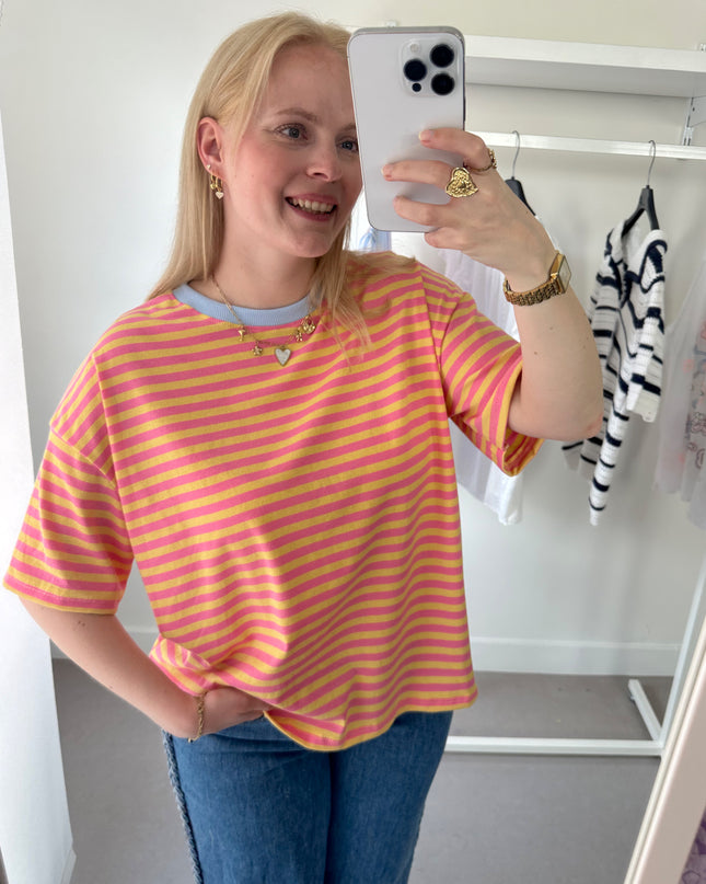 Melli Striped Tee Pink Yellow Blue