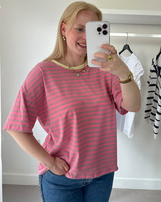 Melli Striped Tee Pink Yellow