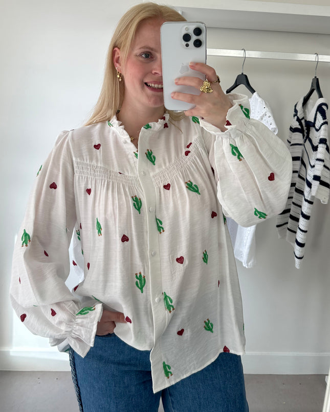 White Hearts Cactus shirt