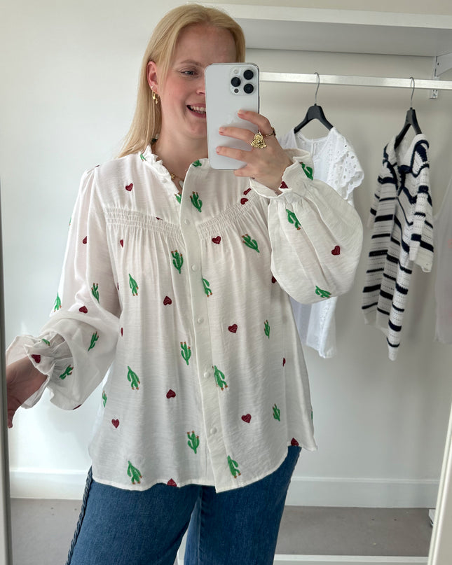 White Hearts Cactus shirt