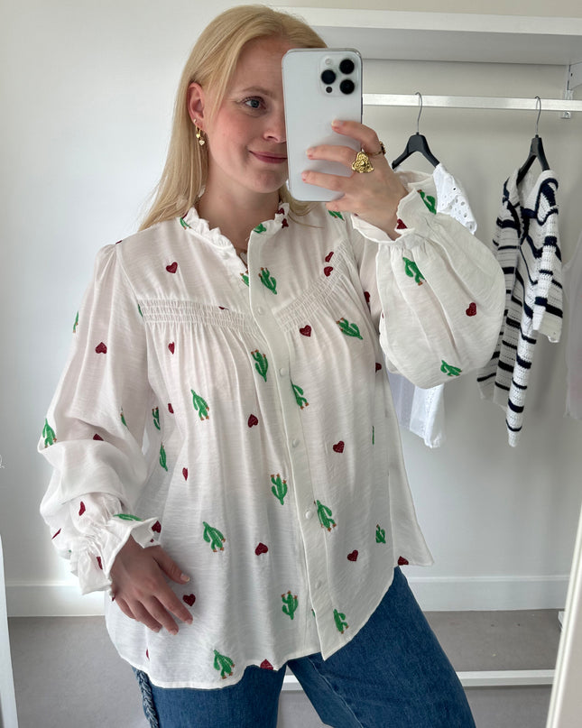 White Hearts Cactus shirt