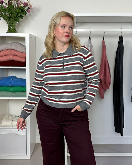 Polo Truitje Striped Grey Bordeaux