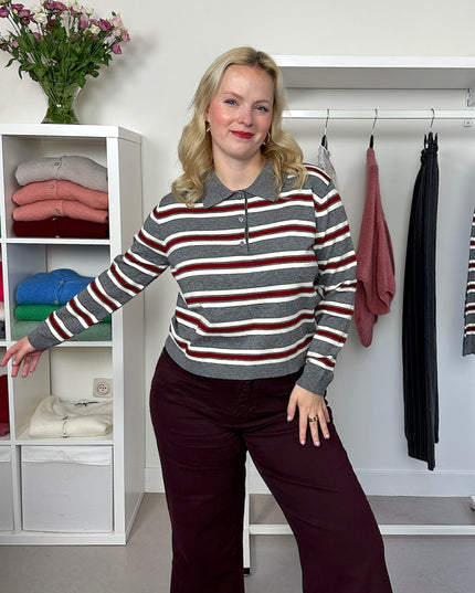 Polo Truitje Striped Grey Bordeaux