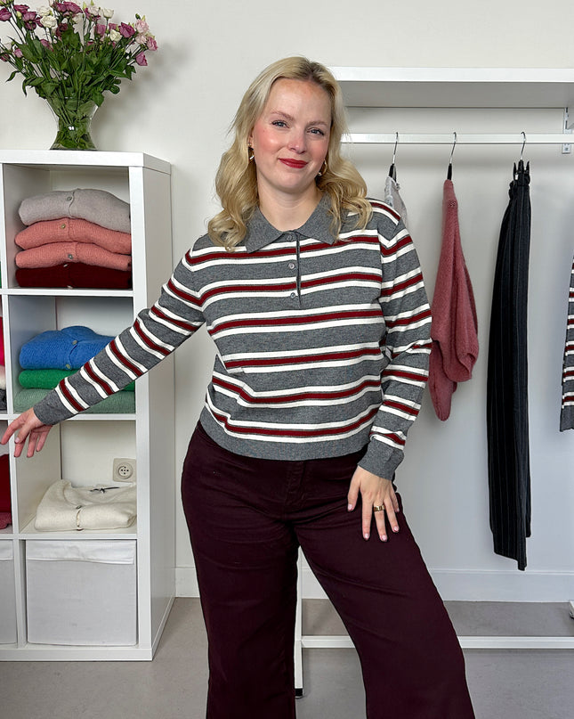 Polo Truitje Striped Grey Bordeaux