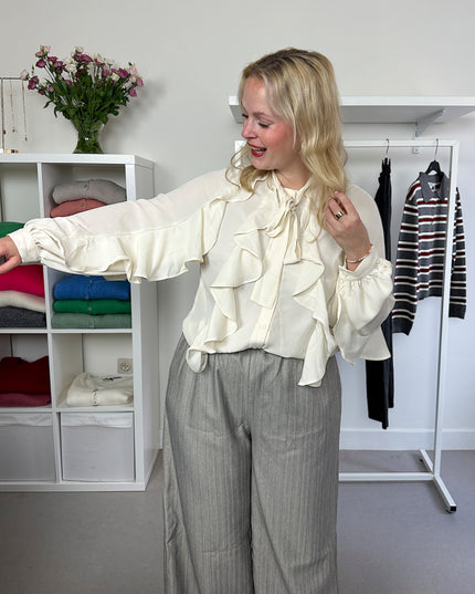 Cream Ruffle Blouse