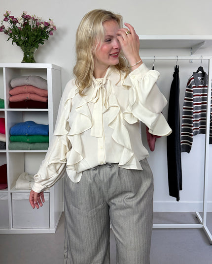 Cream Ruffle Blouse