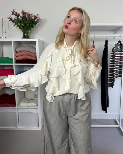 Cream Ruffle Blouse