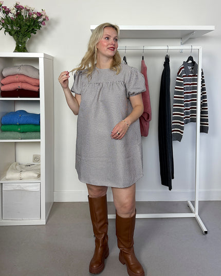 Gingam Dress Brown
