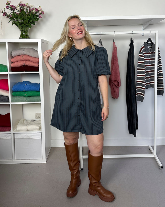 Stripe Dress Dark Grey