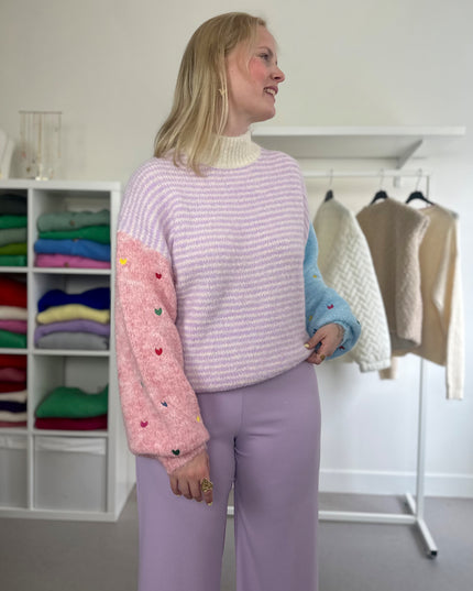 Hearts Trui Colorful Pastel Sleeves