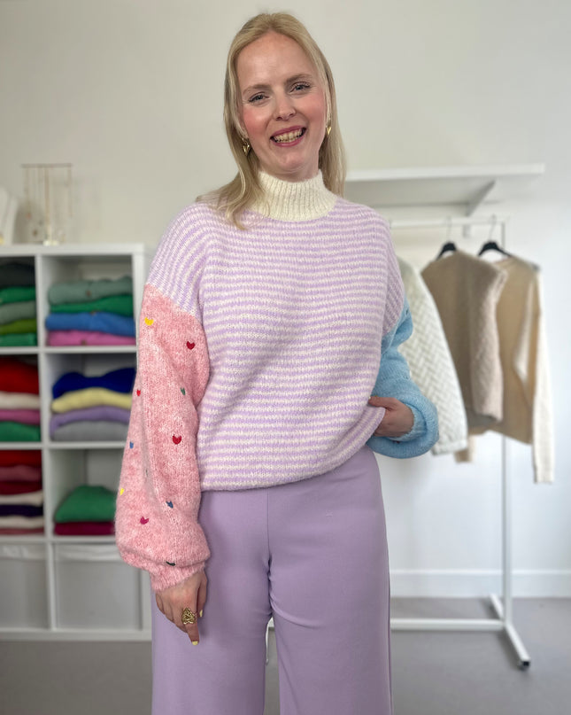 Hearts Trui Colorful Pastel Sleeves
