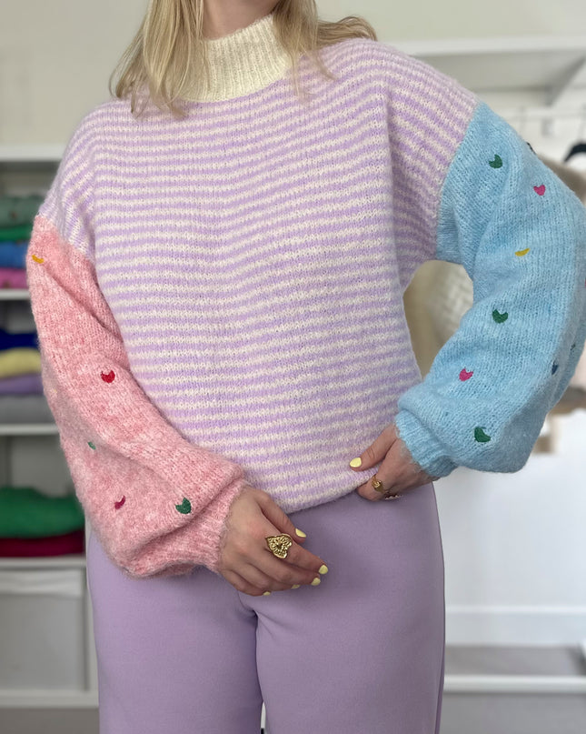 Hearts Trui Colorful Pastel Sleeves