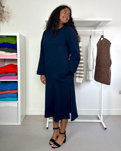 Sweaterdress Longsleeve Navy Straight