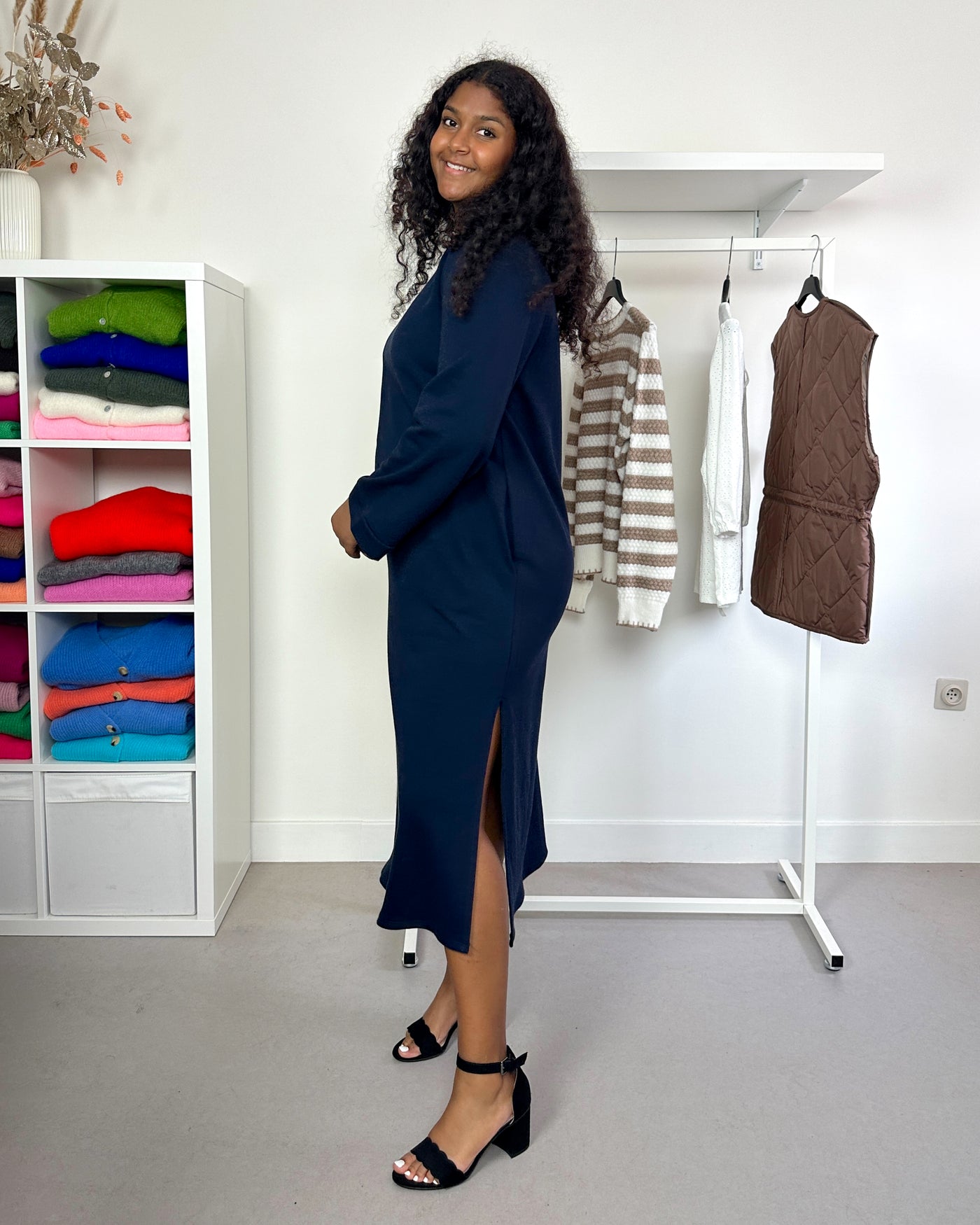 Sweaterdress Longsleeve Navy Straight