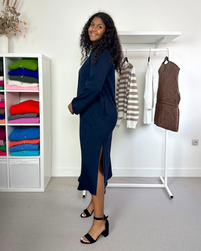 Sweaterdress Longsleeve Navy Straight
