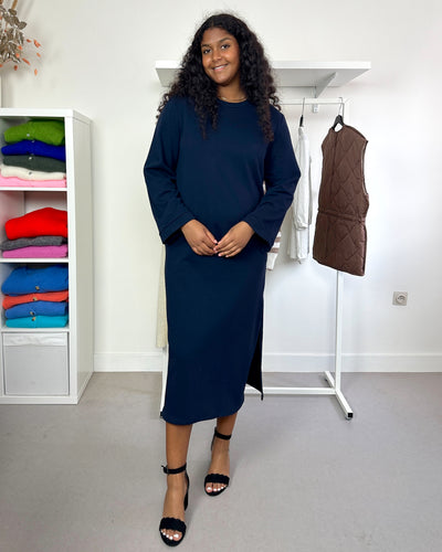 Sweaterdress Longsleeve Navy Straight