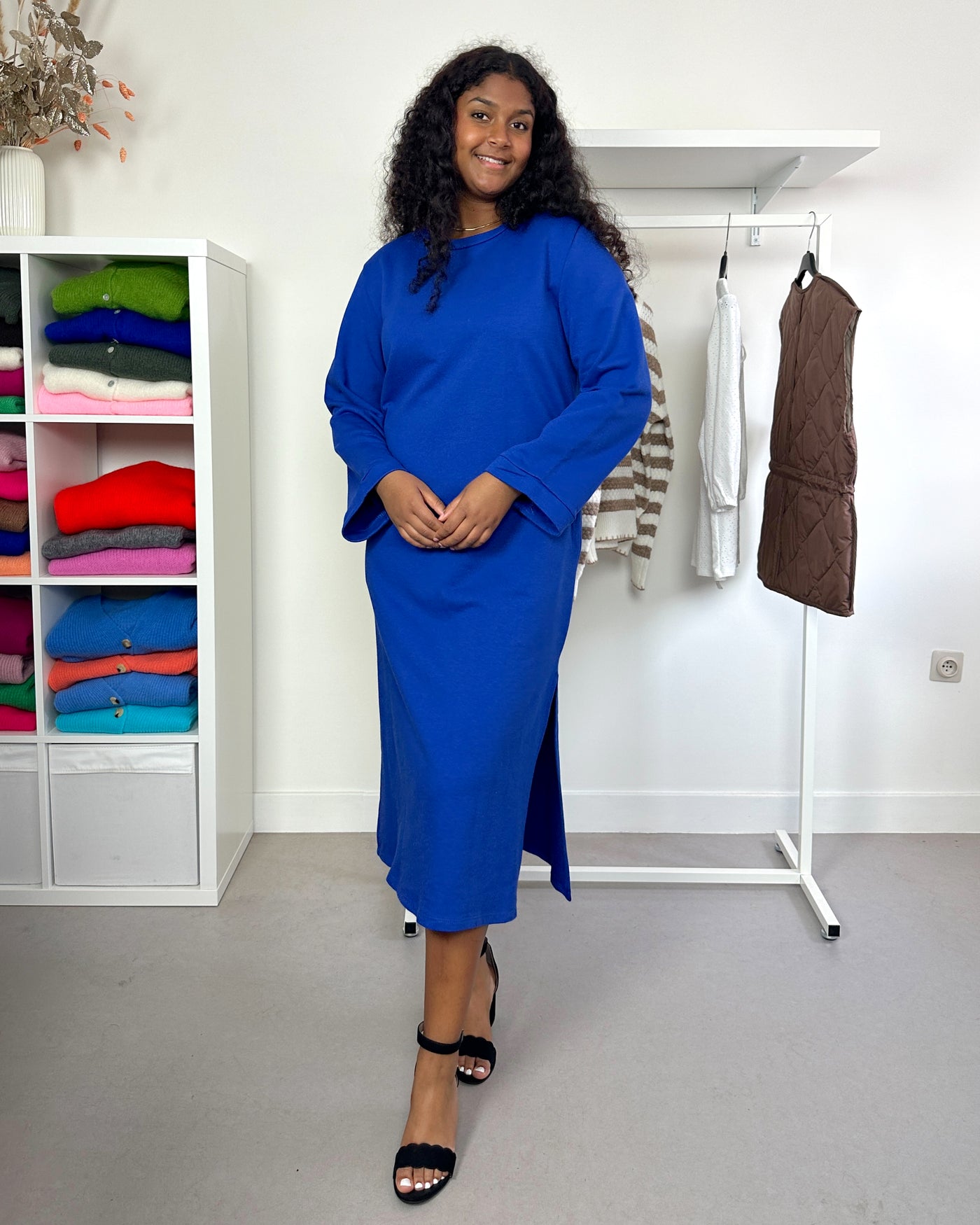 Sweaterdress Longsleeve Kobaltblauw Straight