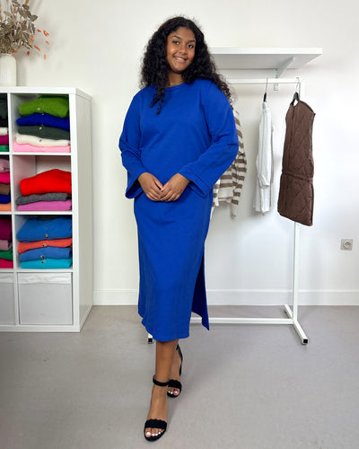 Sweaterdress Longsleeve Kobaltblauw Straight