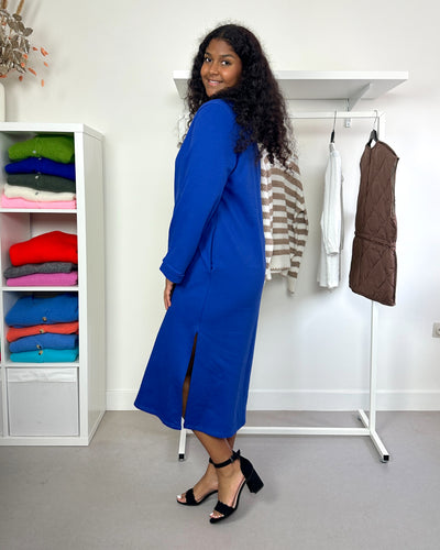 Sweaterdress Longsleeve Kobaltblauw Straight