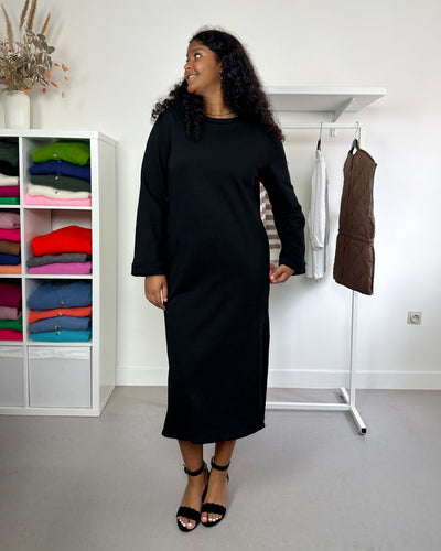 Sweaterdress Longsleeve Black Straight