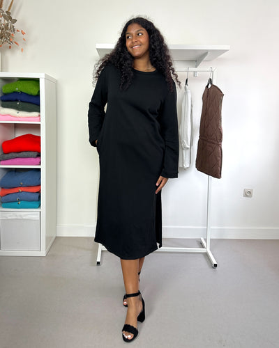 Sweaterdress Longsleeve Black Straight