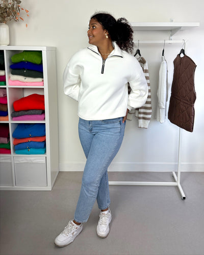 Hallie Sweater Zip Up White