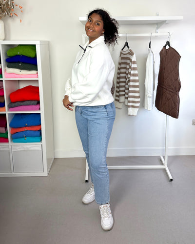 Hallie Sweater Zip Up White