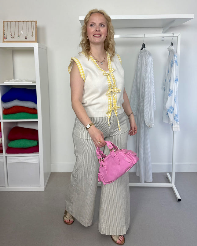 Sleeveless Bow Cardigan Yellow