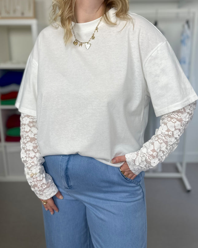 Lace Detail Shirt White