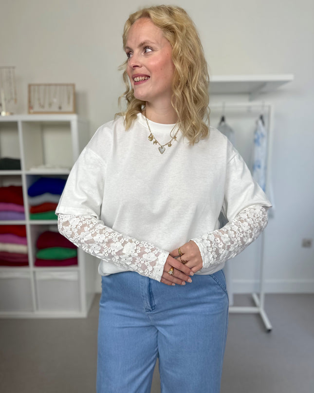 Lace Detail Shirt White