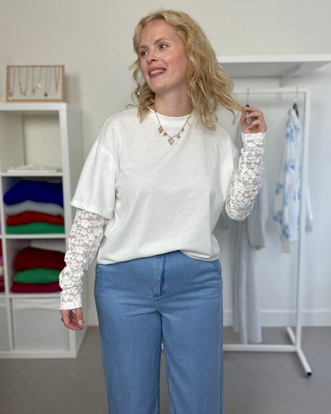 Lace Detail Shirt White
