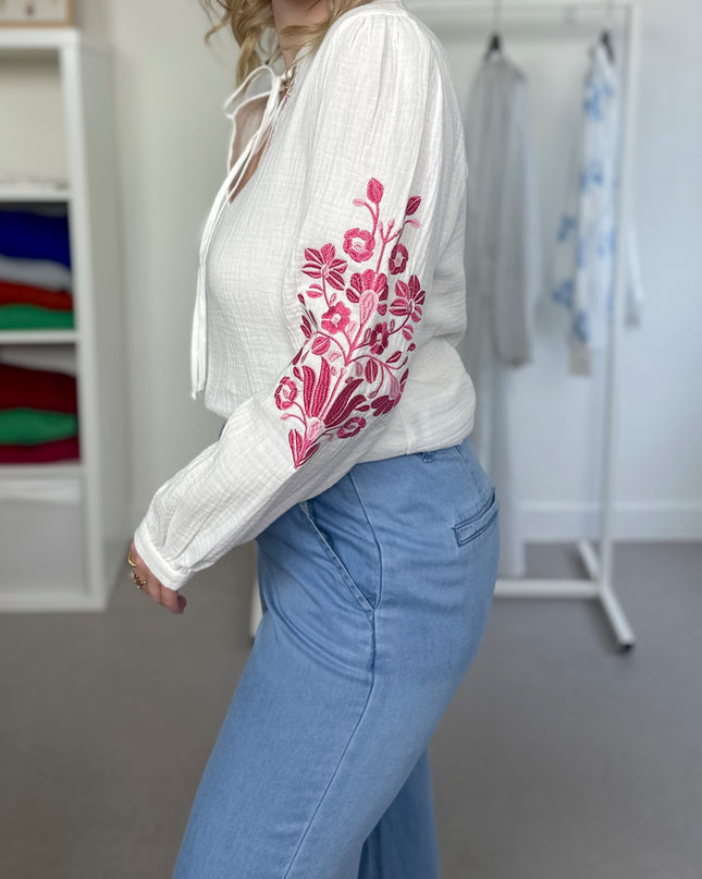 Fuchsia Sleeve Detail Tetra Blouse