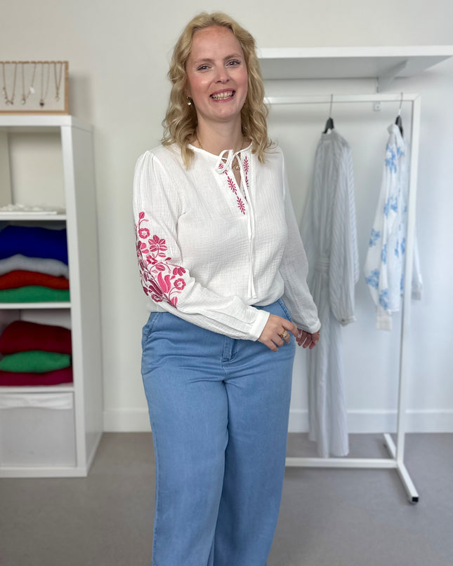 Fuchsia Sleeve Detail Tetra Blouse