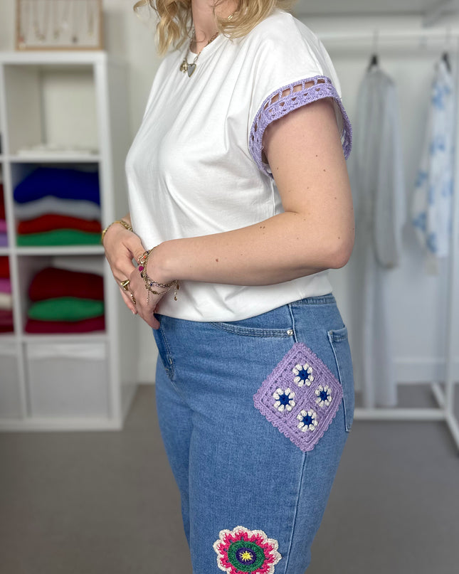 Lila Crochet Tee