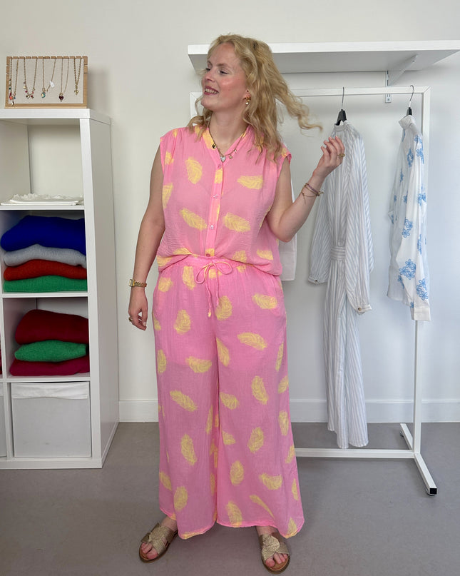 Pink Yellow Feather Pants